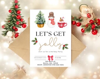 Editable Holiday Invitation Template - Christmas Party Invite - Digital Download - Instant Access