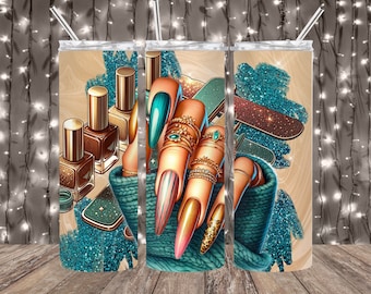 20Oz Skinny Sublimation Tumbler Design | Nail Salon Tumbler Png | Nail Tech Tumbler Wrap | Nail Tech Digital 20Oz Wrap | Nail Artist Design