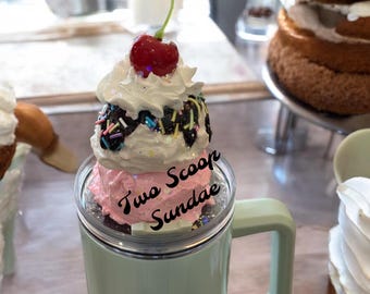 Faux Whipped Cream Stanley Tumbler Topper: Handmade Sprinkles Accessory