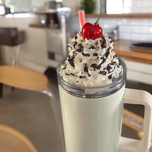 Whipped Cream Stanley Topper: Chocolate Strawberry Tumbler Lid