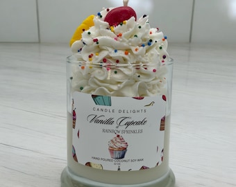 Vanilla Cupcake Candle: Scented Soy Wax Dessert Candle