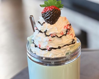 Whipped Cream Stanley Topper: Chocolate Strawberry Tumbler Lid