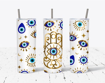 Digital Download | Commercial Use | Mystic Eye Pattern | 20 Oz Evil Eye Sublimation  Designs | 20Oz Skinny Evil Eye Tumbler Wrap