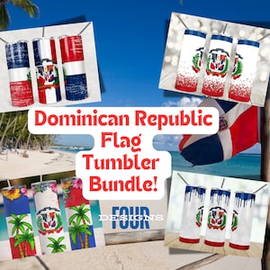 Dominikanische Republik Tumbler Wrap - 20 Unzen Skinny Sublimationsdesign - Digital Download - Dominikanische Flagge PNG