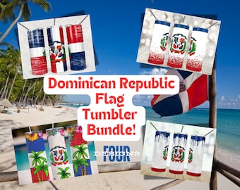 Dominican Republic Tumbler Wrap - 20oz Skinny Sublimation Design - Digital Download - Dominican Flag PNG