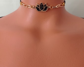 Miyuki Lotus Flower Choker Necklace