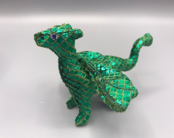 Iridescent Green/Blue Baby Dragon - 3" Micro Plushie