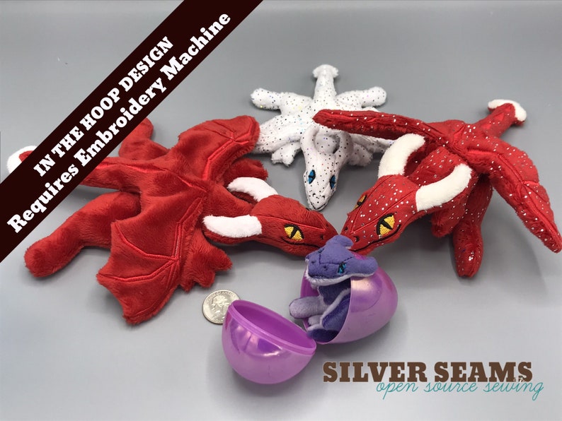 In-The-Hoop ITH Dragon Plush Design image 1