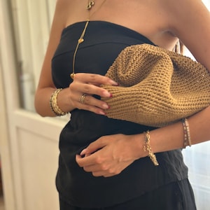 Handmade Crochet Raffia Clutch Bag
