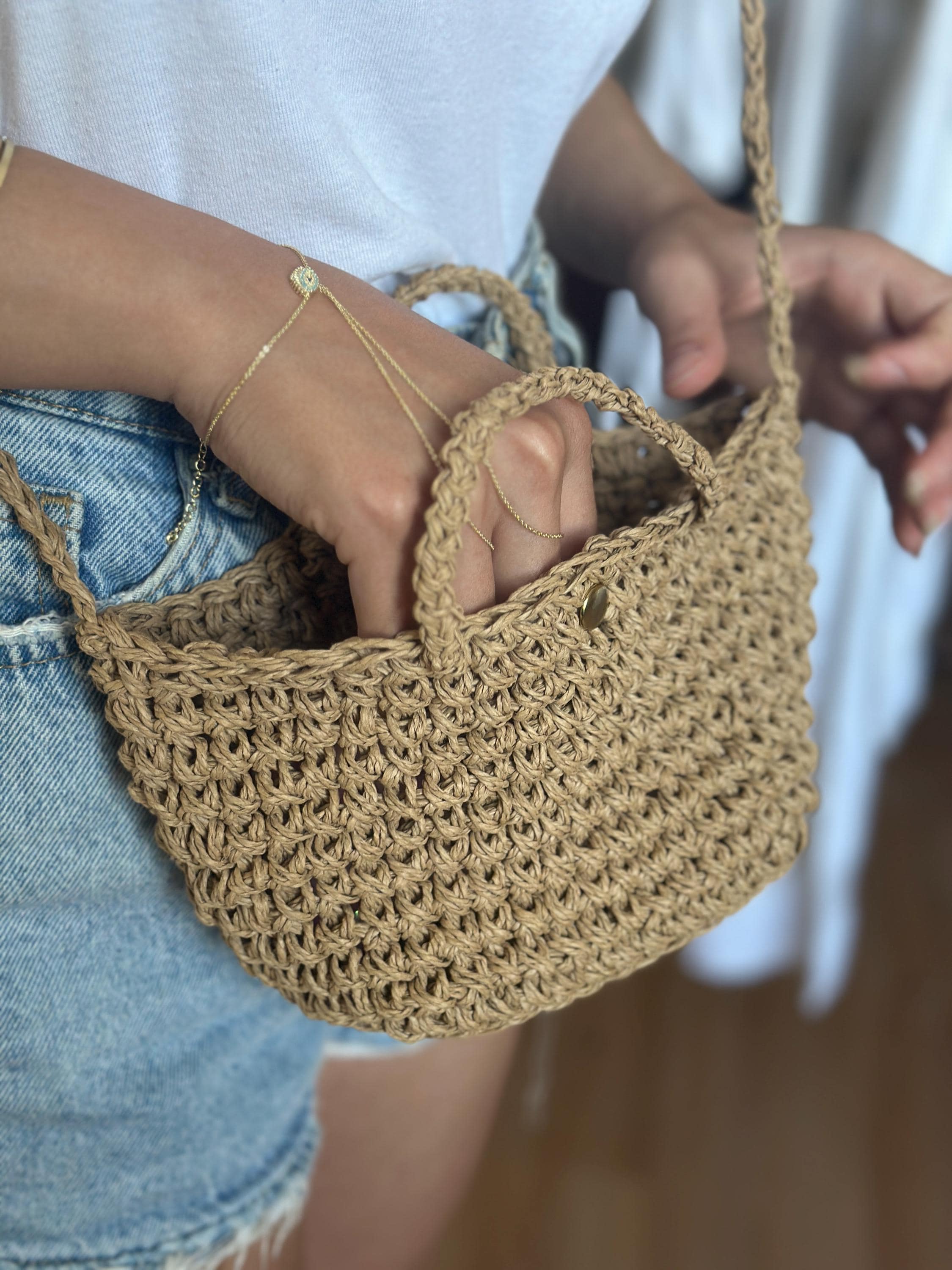 Mini Raffia Cross Bag