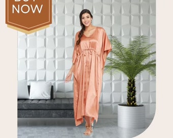 Elegant Solid Print Kaftan Dress | Bohemian Beach Cover-Up | Summer Spring Fashion