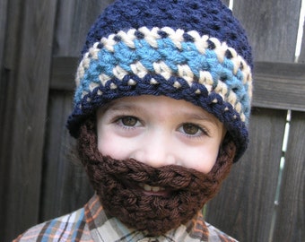 Instant Download- Pattern for Crochet Bearded Beanie size 6-10 years old