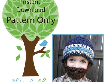 Instant Download- Pattern for Crochet Bearded Beanie size 0-6mo