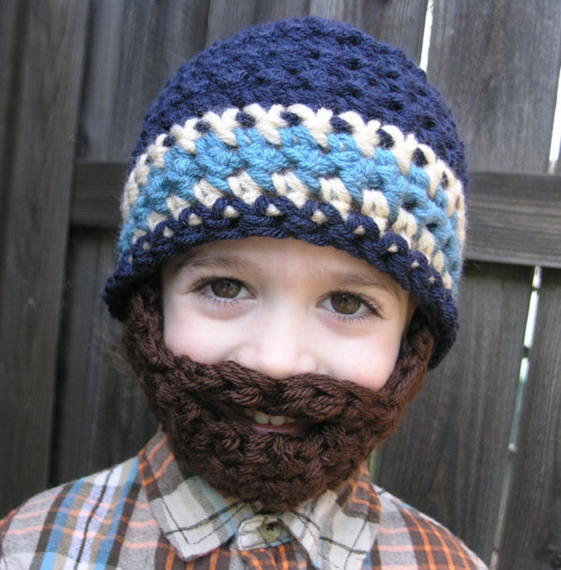 Instant Download Anleitung für gehäkelte Bearded Beanie Größe 3-5 Jahre Bild 1