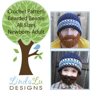 Instant Download- Pattern for Crochet Bearded Beanie sizes Newborn to Adult