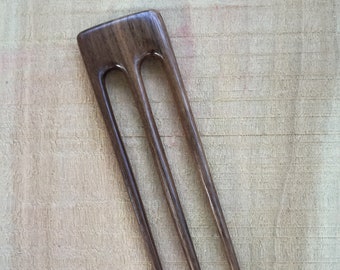 Slim Line Walnut Wood 5 3/4 " Three Tine Hair Fork