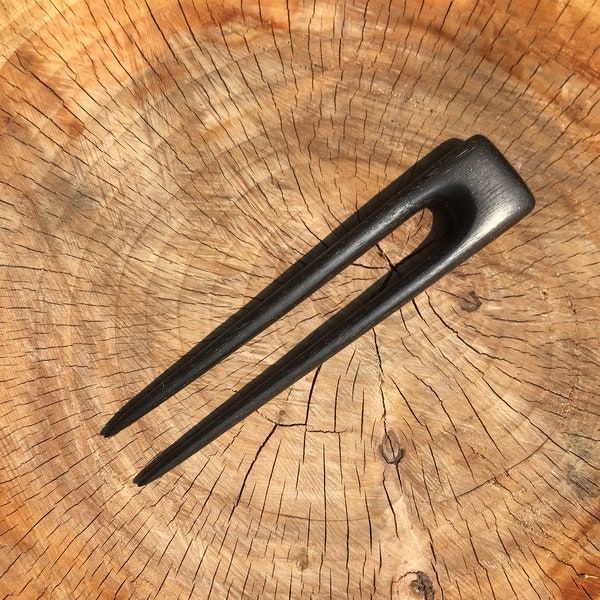 5 inch square top Black Ebonised Walnut  hair fork