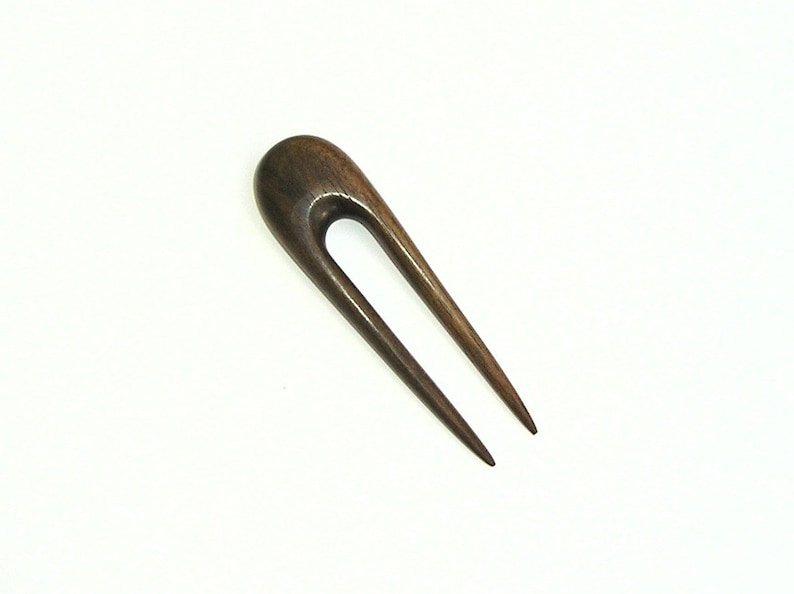 Stubby round top Walnut hair fork image 1