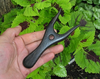 Hand Carved Ebonised Walnut Lucet