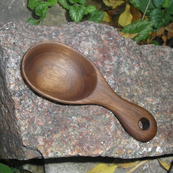 Righty Coffee Scoop (Hand Carved Walnut)