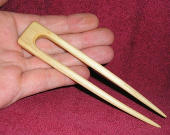 Square Top Hair Fork (Hand Carved Maple)