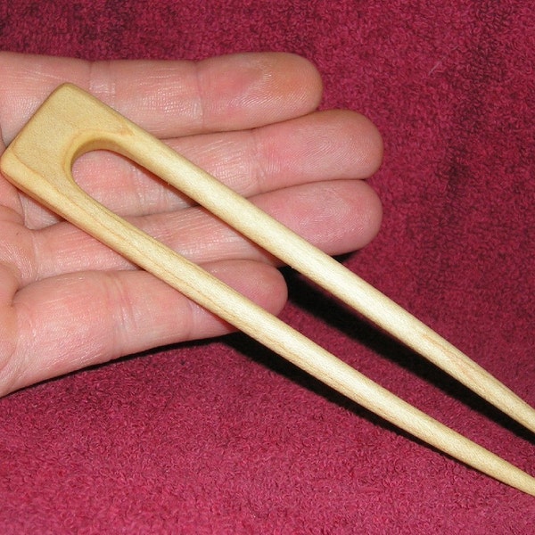 Square Top Hair Fork (Hand Carved Maple)