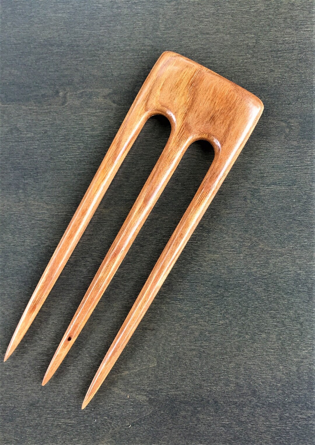 Slim Line Hickory Wood 5 Three Tine Hair Fork Etsy