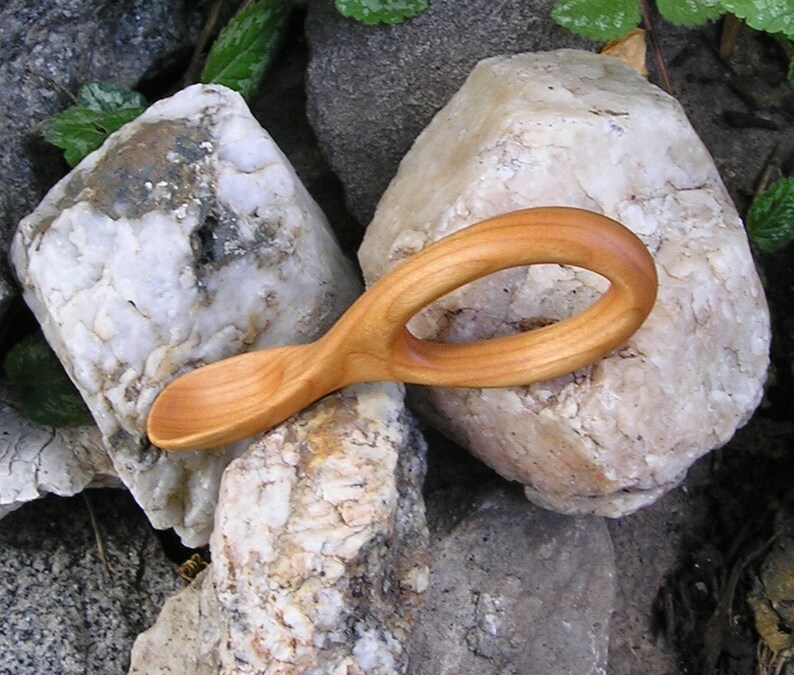 Natural Wooden Baby Spoon Hand Carved Cherry Wood image 4