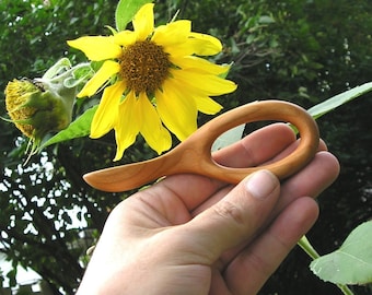 Natural Wooden Baby Spoon (Hand Carved Cherry Wood)