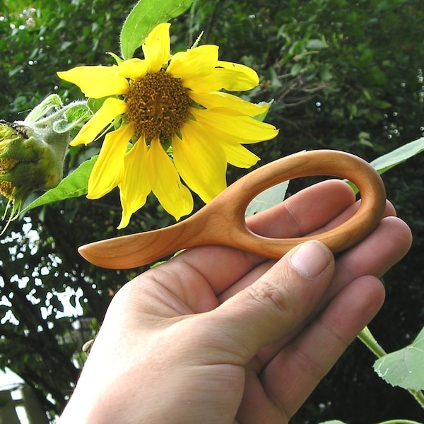 Natural Wooden Baby Spoon (Hand Carved Cherry Wood)