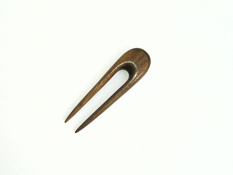 Stubby round top Walnut hair fork image 2