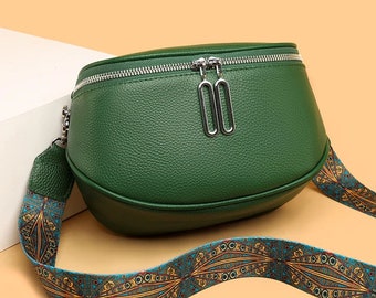 Handgemaakte veganistische lederen crossbody tas, afneembare bandjes, verjaardagscadeau voor haar, vrouw cadeau, monogram faux lederen crossbody tas echt