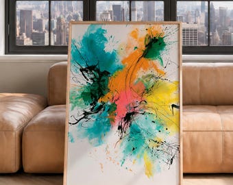 Bold Abstract Expressionism Art, Modern Colorful Canvas Print, Contemporary Statement Wall Decor, Large Vibrant Artwork, Luxury Home Art