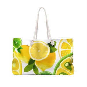 Yellow-Mellow Weekender Bag lemon bag green ans yellow bag comfortoable tote big bag summer bag beach bag  tote travel bag