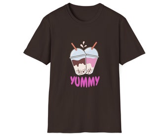 Yummy Boba Tea Graphic T-Shirt, Softstyle Cotton shirt for her, outdoor girl, summer apparel