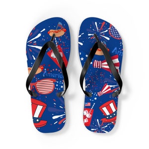 Cali Style Flip Flops, blue color flip flops, America flip flops, summer sandals, thong, summer slippers, blue red flip flops