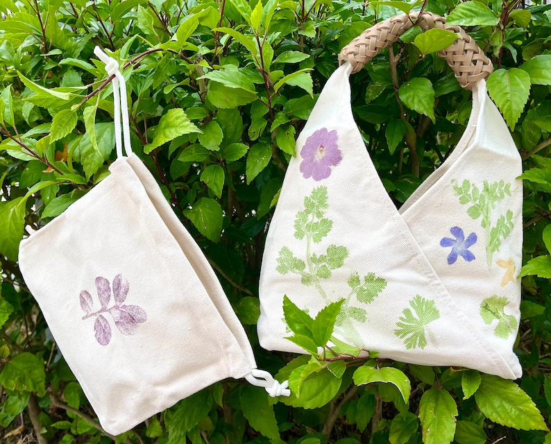 Tote bags, Canvas bags, Reusable bags, Natural,Simple,Flower pounding tote bag,gifts for girls. zdjęcie 3