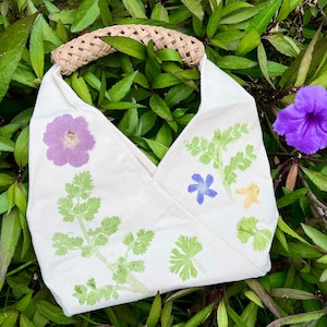 Tote bags, Canvas bags, Reusable bags, Natural,Simple,Flower pounding tote bag,gifts for girls. zdjęcie 1