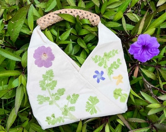 Tote bags, Canvas bags, Reusable bags, Natural,Simple,Flower pounding tote bag,gifts for girls.