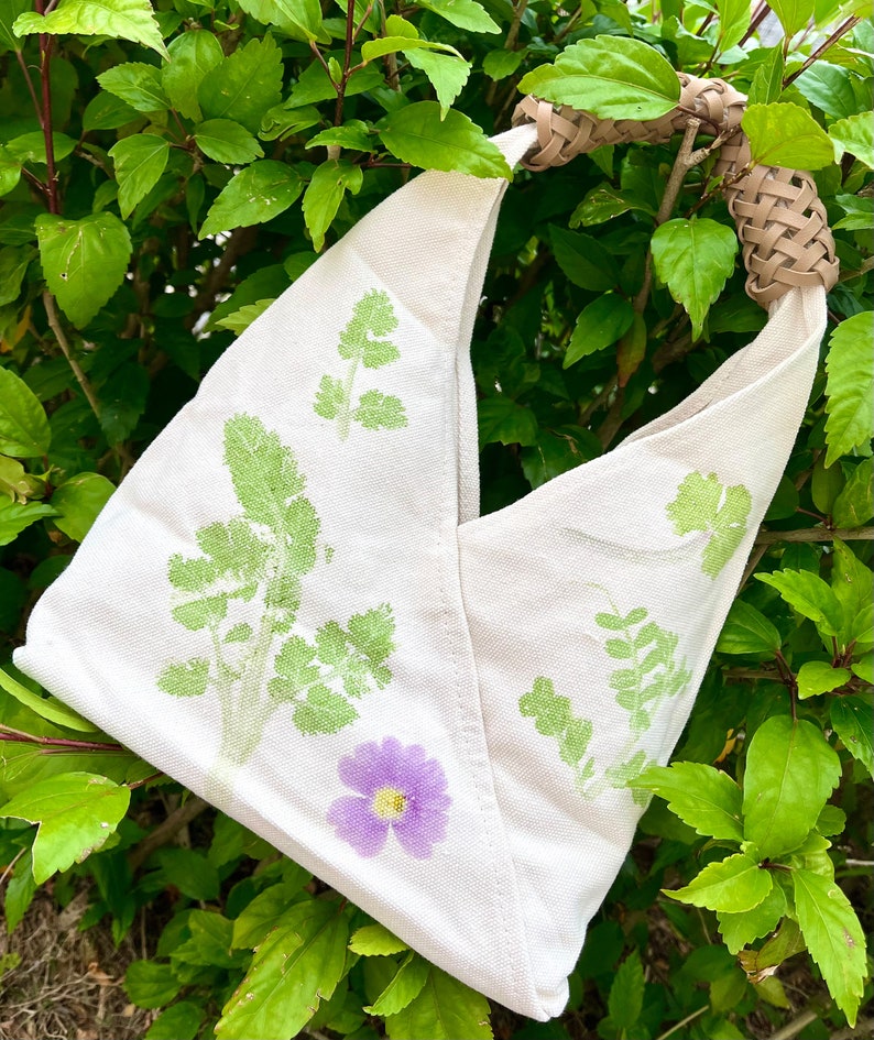 Tote bags, Canvas bags, Reusable bags, Natural,Simple,Flower pounding tote bag,gifts for girls. zdjęcie 2