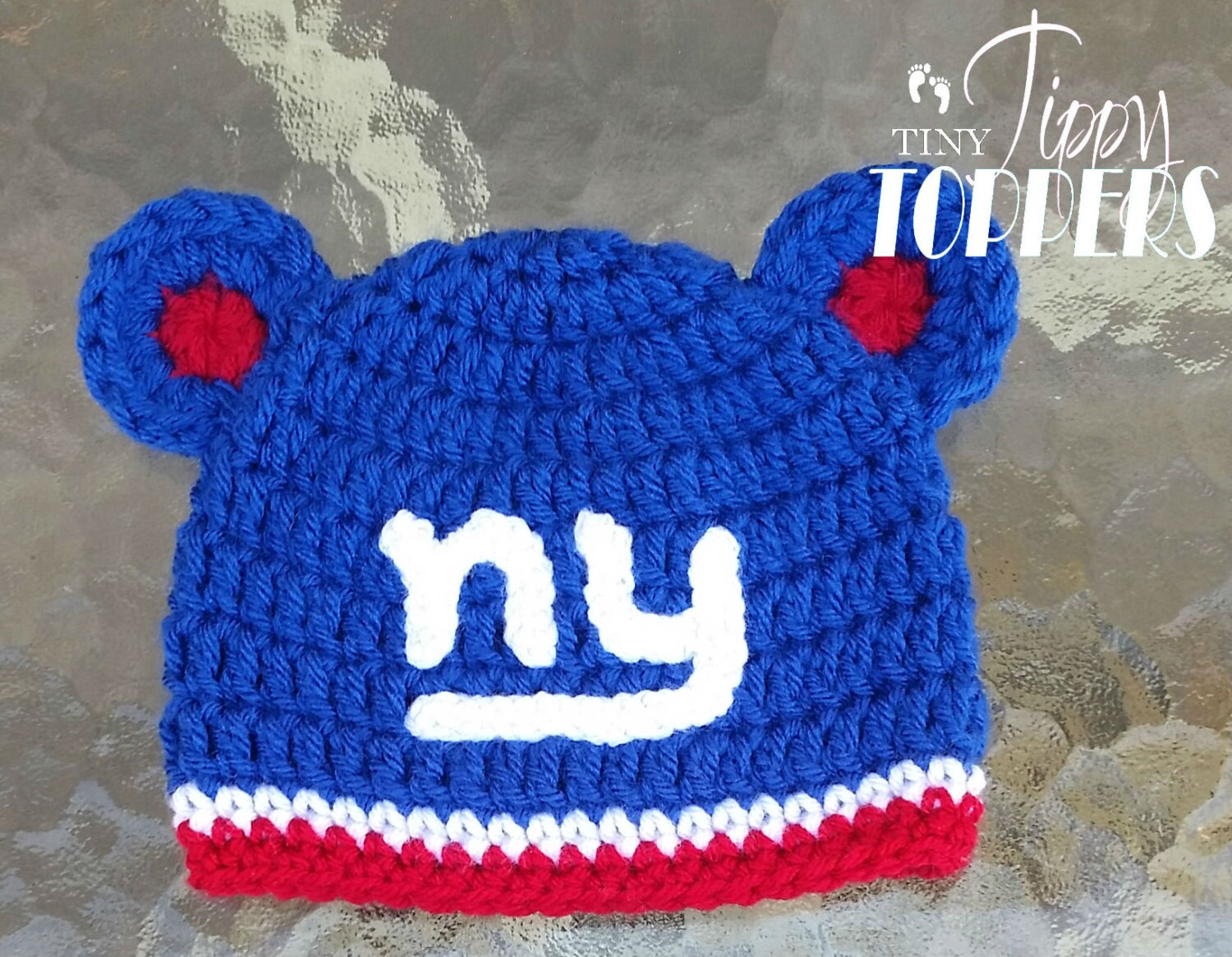 Crocheted NEW YORK GIANTS ny Hat Cap beanie baby boy girl ears Etsy