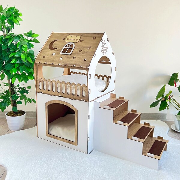 Wooden rabbit house, Two storey rabbit castle, Modern Rabbit Furniture, Bunny house, Wooden Pet House, Rabbit bed, Economical bunny house