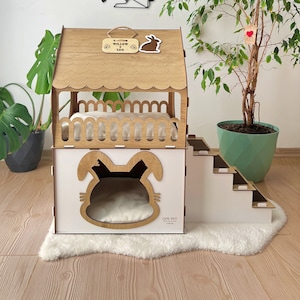 Rabbit House, Large Rabbits House, Rabbit Crate Furniture, Bunny Bed, Bunny house, Rabbit castle, Rabbit Hutch, Rabbit Toy, Rabbit Hideout