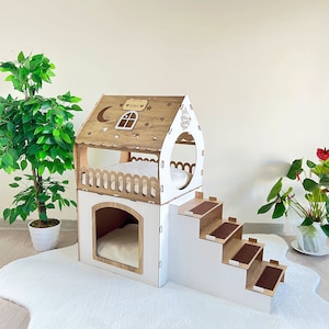Wooden rabbit house, Two storey rabbit castle, Modern Rabbit Furniture, Bunny house, Wooden Pet House, Rabbit bed, Economical bunny house