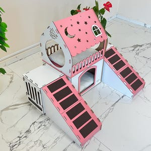 Wooden Rabbit House, Indoor Rabbit Castle, Hay Feeder Bunny Furniture, Rabbit Shelter, Personalized Bunny House, Rabbit Hutch, Bunny Bed