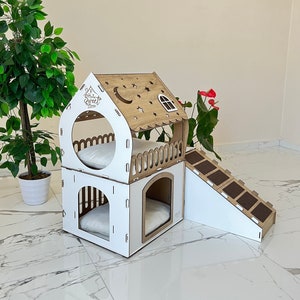 Extra Large Rabbit House, Modern Rabbit Villa, Personalized Rabbit Hutch, Indoor Rabbit Castle, Handmade Rabbit House, Rabbit Playhouse