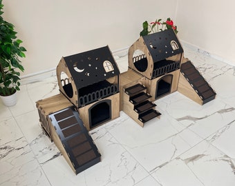 Wooden dog, cat and rabbit house, rabbit house, Two storey Pet castle, Modern Cat Furniture, Cat house, Wooden Dog House, Little dog bed