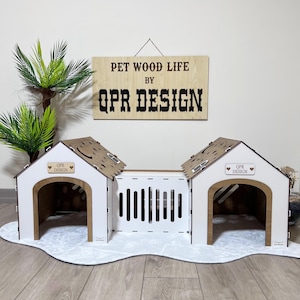 Modern Dog Crate, Wood Double Dog House Kennel, Pet Home Kennel, Small Pets Castle, Dog Furniture, Small Dog Bed, Customizable Dog House