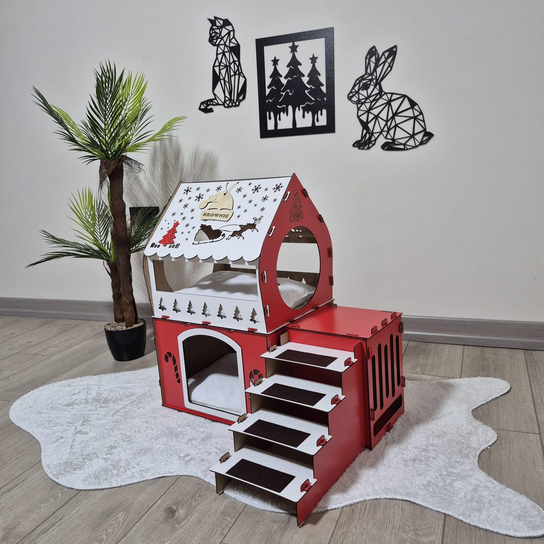 Happy Rabbit House Indoor Rabbit House, Wooden Rabbit House, Modern Rabbit Furniture ...