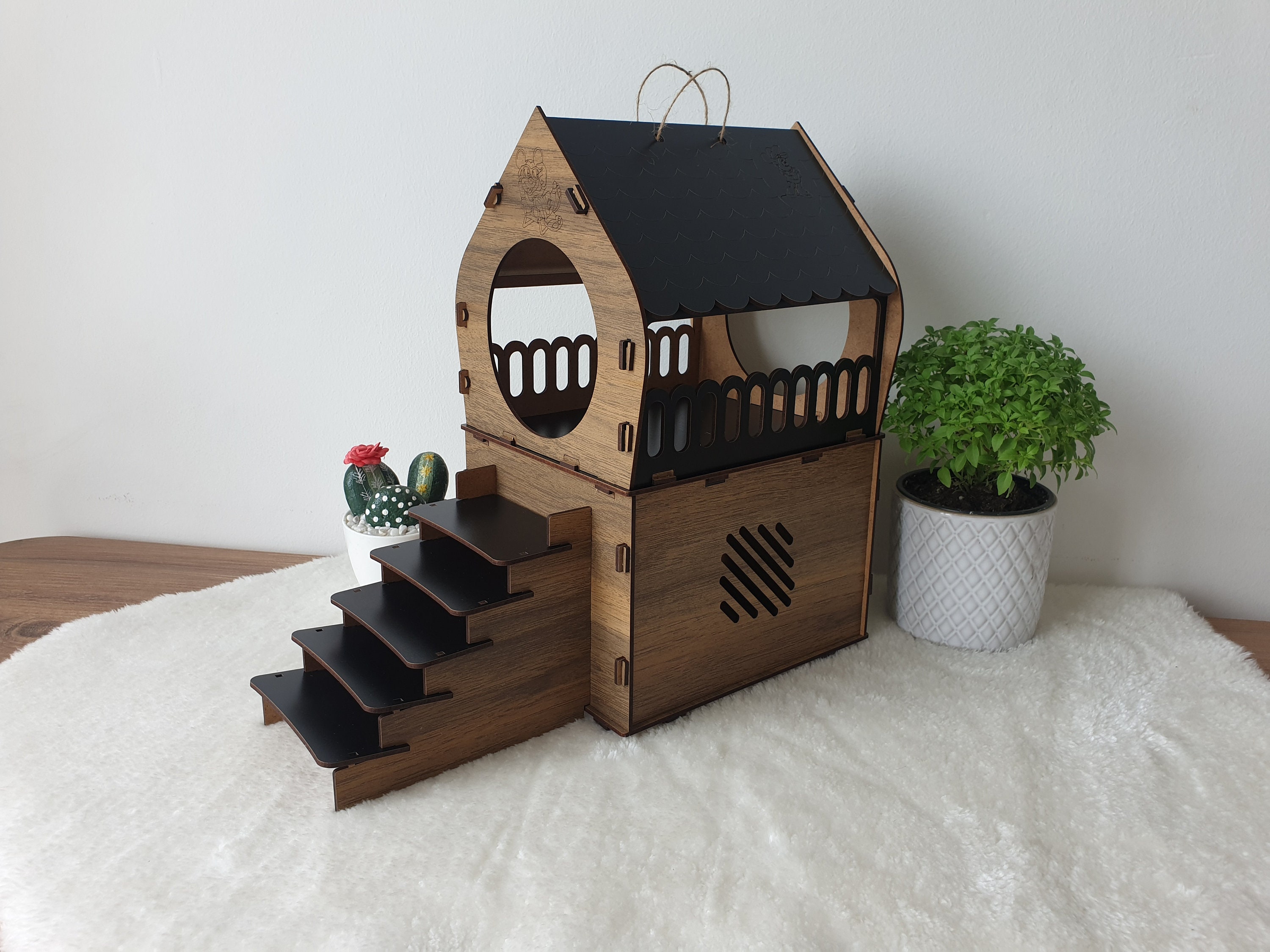 Modern Wooden Hamster House: Two-story Guinea Pig Playground - Etsy